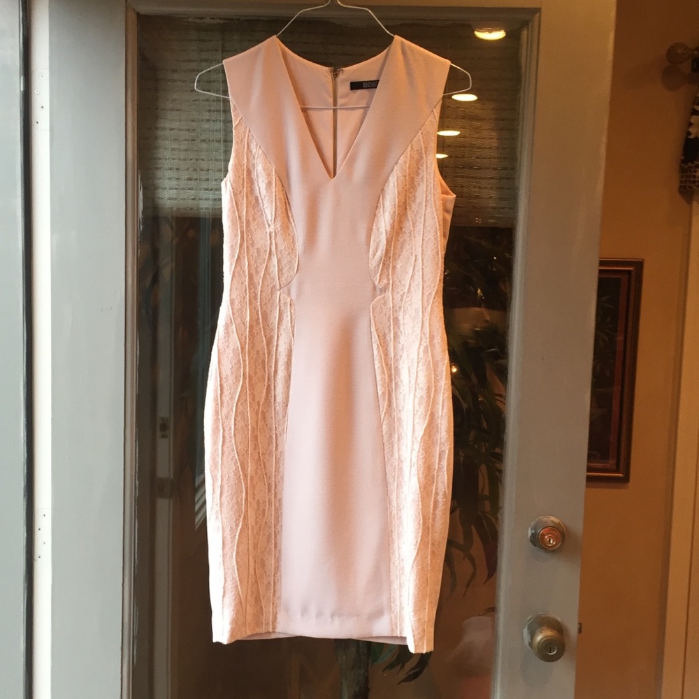 Badgley Mischka Pink/Blush Lace Sleeveless Dress